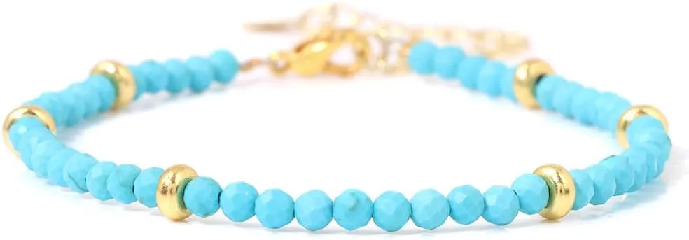 Tiny Bead Bracelet Handmade Resin Turquoise Beaded Bracelets Dainty Link Charm Bracelets for Women