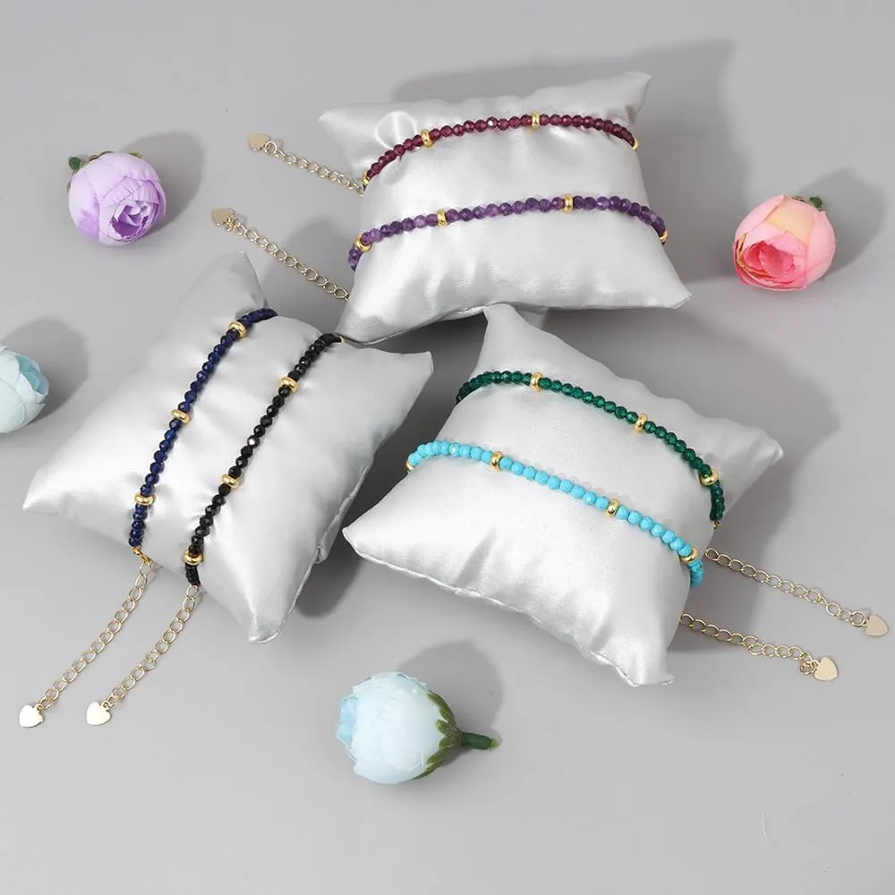 Tiny Bead Bracelet Handmade Resin Turquoise Beaded Bracelets Dainty Link Charm Bracelets for Women