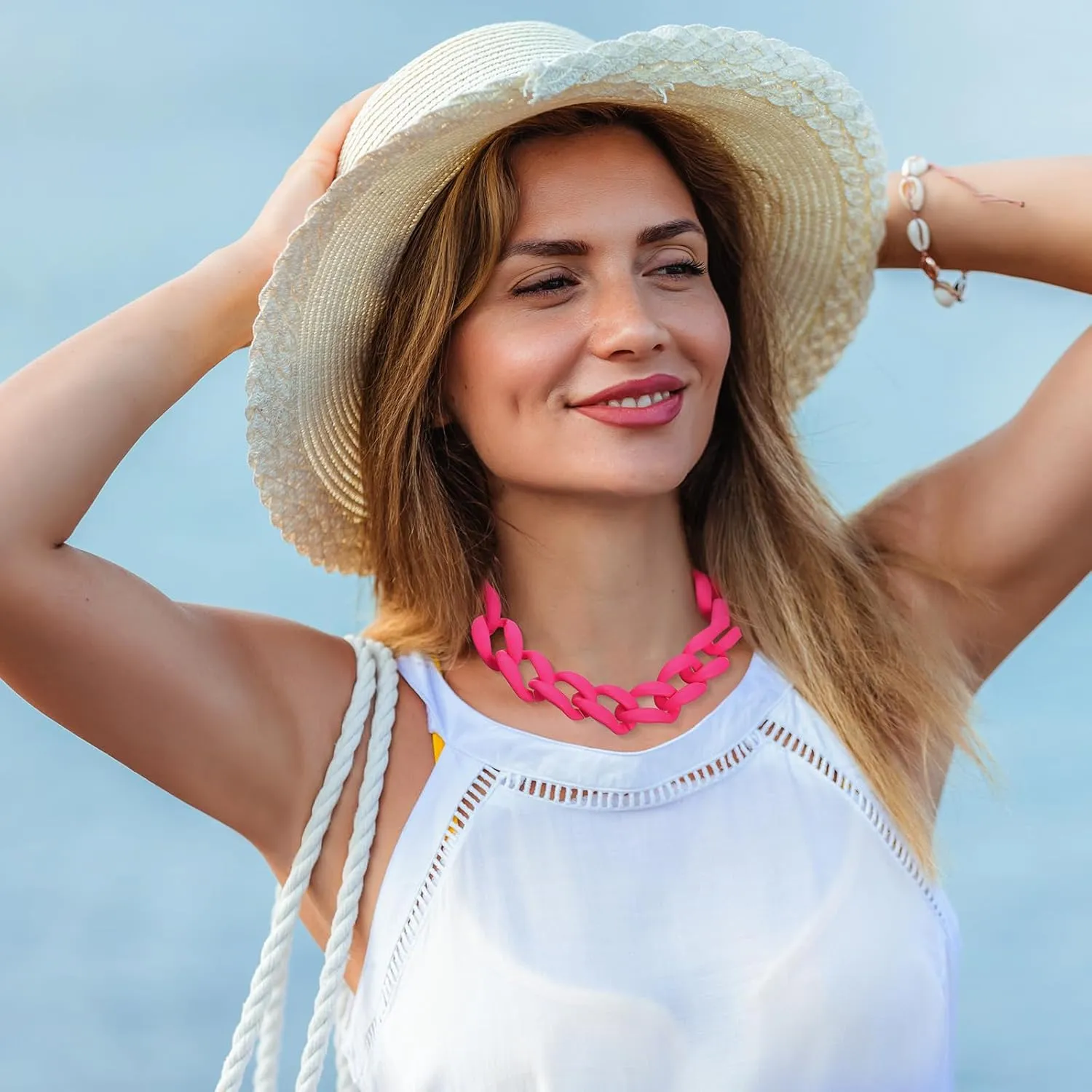 Tondiamo Chunky Resin Link Chain Necklace Acrylic Choker Necklace Thick Statement Colorful Rock Music Chain for Women 80s Party Jewelry Gift