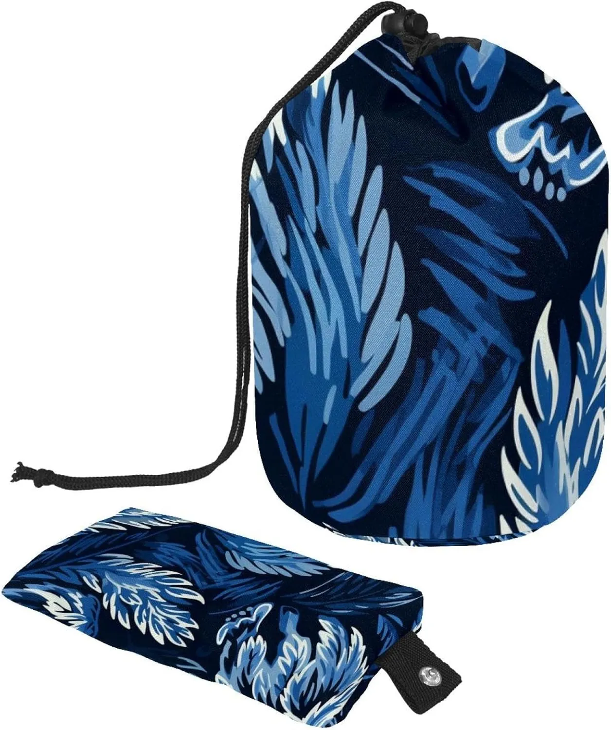 Travel Cosmetic Bags bucket Makeup Bag, Cool Abstract Blue Paw Print Women Portable Foldable Cases, Multifunctional Toiletry Bucket Bags Round Organizer Storage