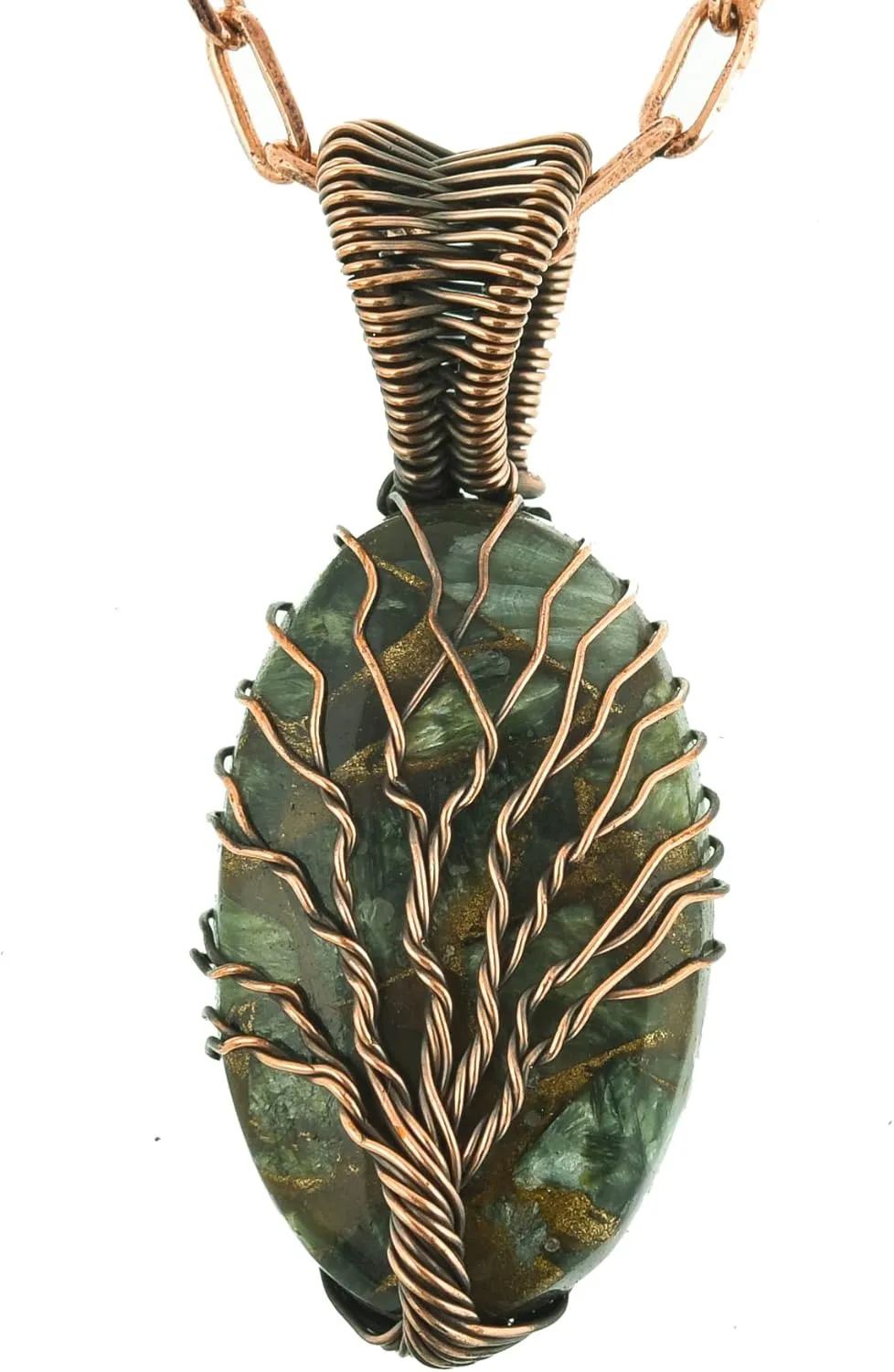 Tree Of Life Natural Gemstone Pendant Copper Wire Wrapped Jewelry Necklace