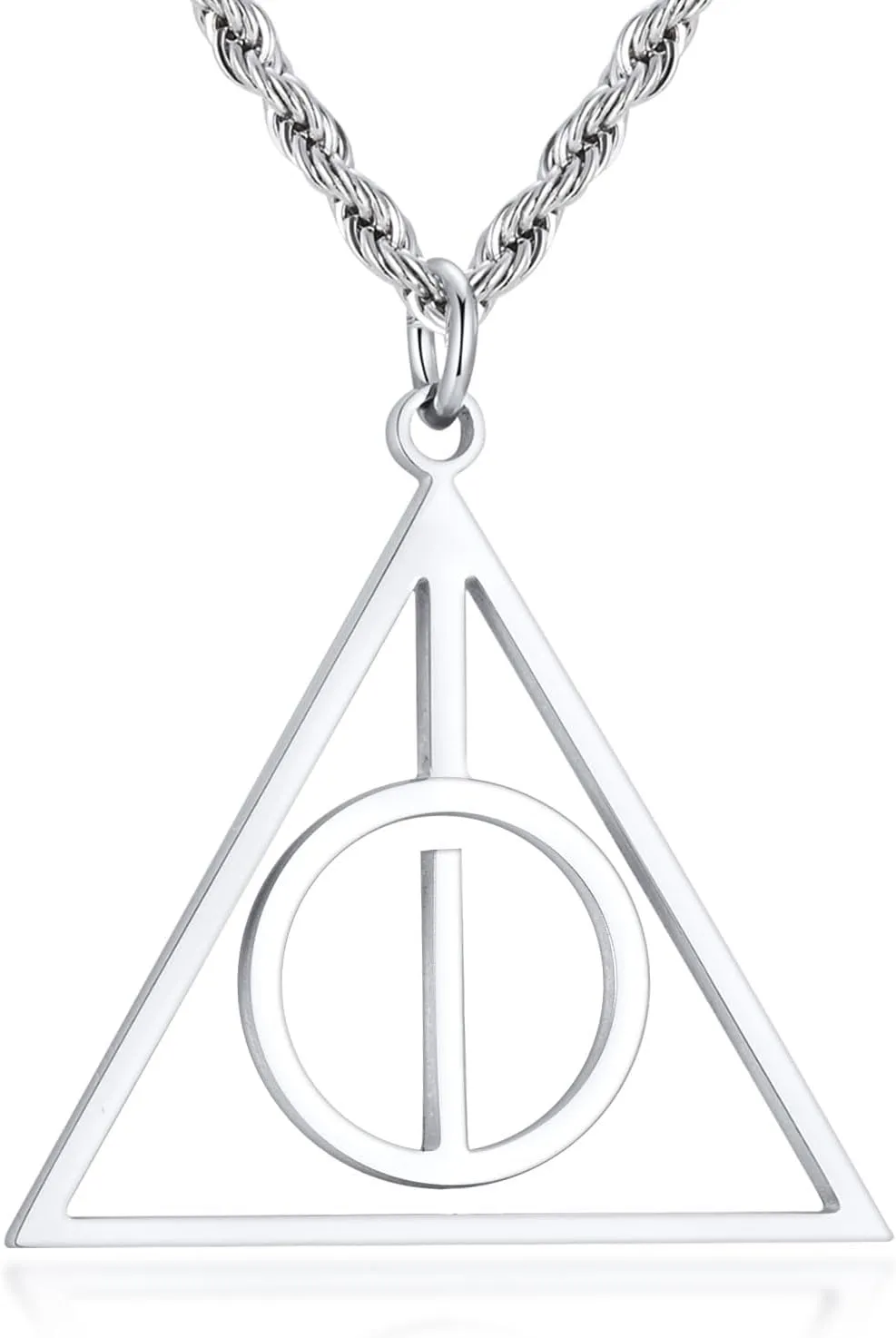 Triangle Initial Necklace for Men Women, Stainless Steel Triangle A-Z Letter Pendant Minimalist Silver Mens Geometric Twist Chain Jewelry Gifts for Him Boyfriend Husband, 22 2 IN