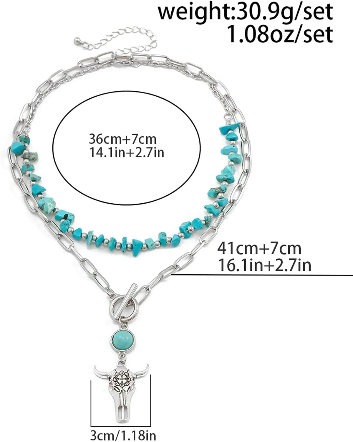 Turquoise Choker Necklace Handmade Layered Boho Minimalist Western Beaded Turquoises Heart Bar Pendant Necklace lightning Jewelry for Women