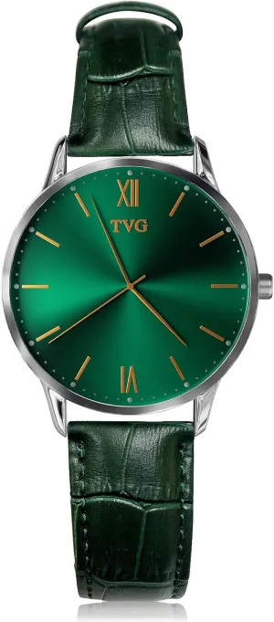 TVG Watches,Leather Dress Watch for Men,Men's Fashion Quartz Watch,Waterproof Man Watches