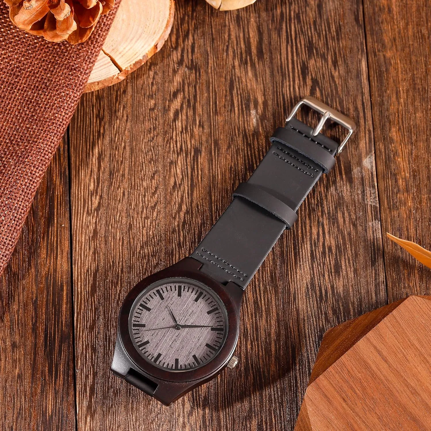 UFOORO Engraved Wooden Watches for Men, Natural Wood Watch Personalized Gifts Customized Watch for Dad Son Husband Birthday Wedding Anniversary Graduation Christmas