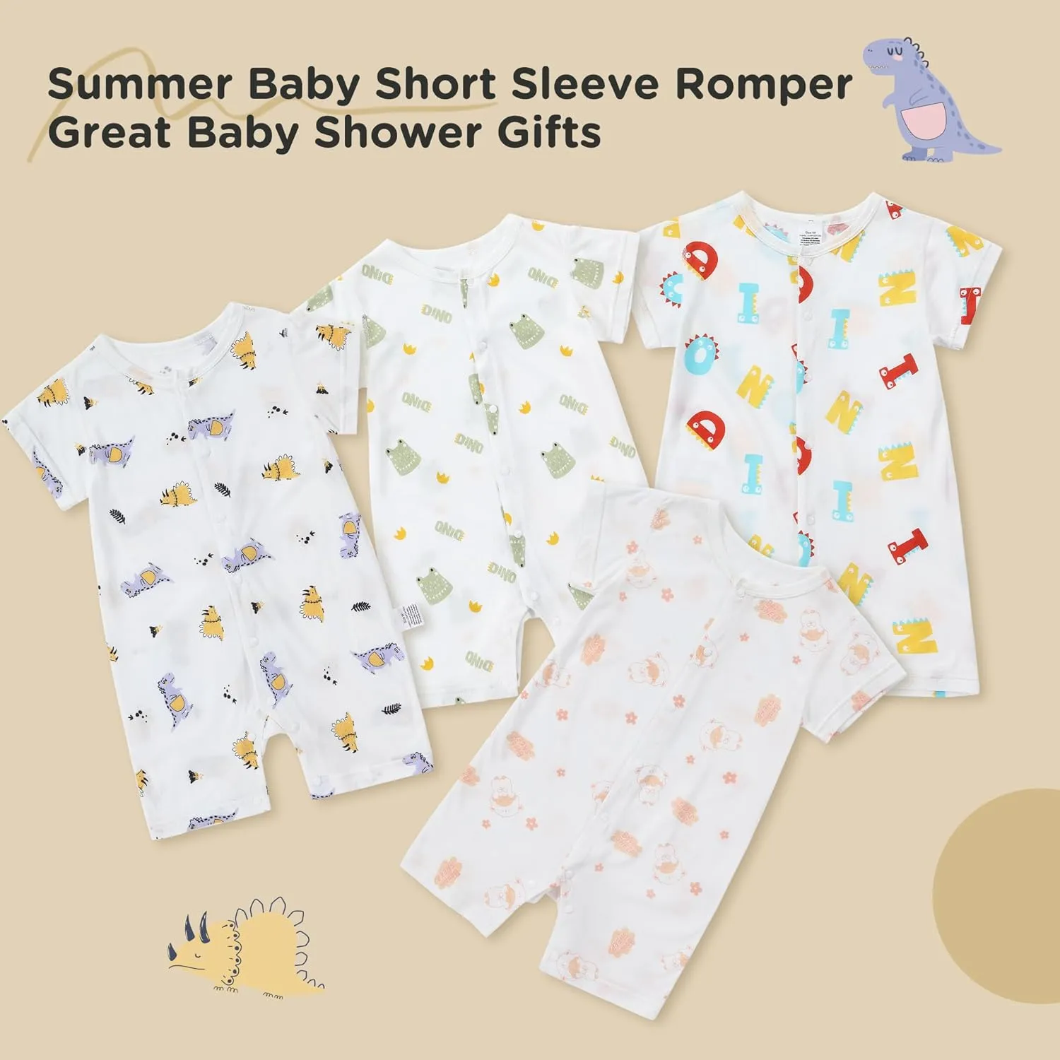 Unisex Baby Short Sleeve Romper 3-24 Months