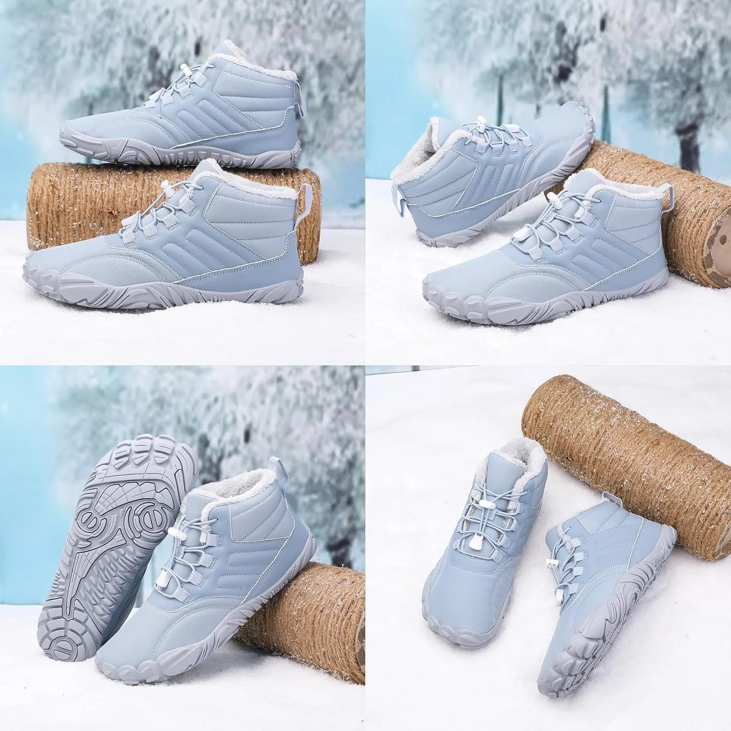 Unisex Winter Snow Sneakers - Solid Color, Slip-Resistant, Warm Fabric-Lined Mesh Upper, Rubber Sole, Cushioned Fabric Insole, Hiking and Walking Shoes for Men and Women