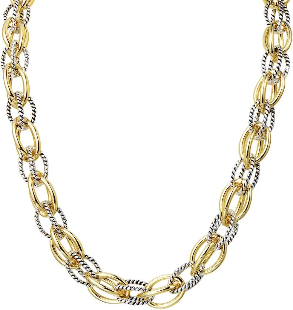 UNY JEWEL Luxury Fusion Twisted Cable Link Chain Necklace Designer Statement Women Jewelry Timeless Elegance Super Shinny