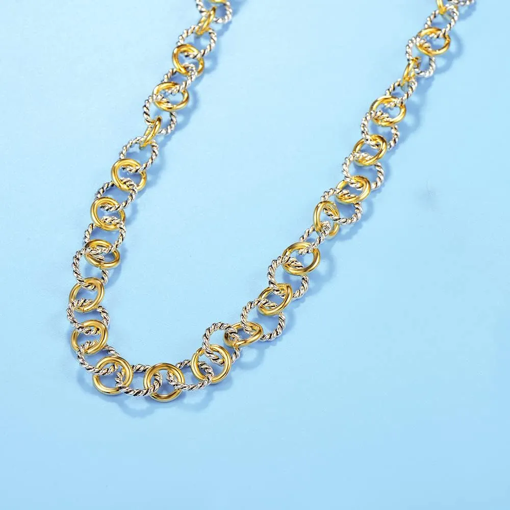 UNY JEWEL Luxury Fusion Twisted Cable Link Chain Necklace Designer Statement Women Jewelry Timeless Elegance Super Shinny