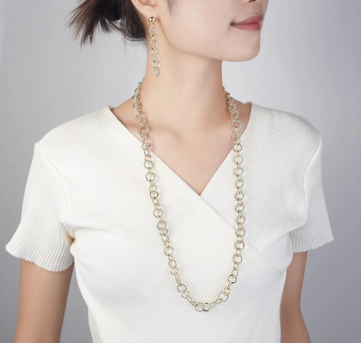 UNY JEWEL Luxury Fusion Twisted Cable Link Chain Necklace Designer Statement Women Jewelry Timeless Elegance Super Shinny
