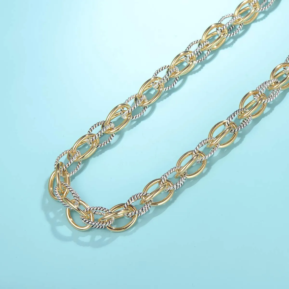 UNY JEWEL Luxury Fusion Twisted Cable Link Chain Necklace Designer Statement Women Jewelry Timeless Elegance Super Shinny