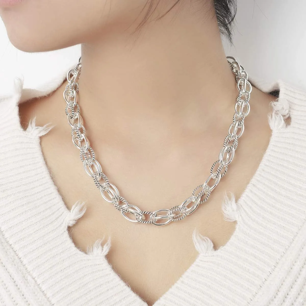UNY JEWEL Luxury Fusion Twisted Cable Link Chain Necklace Designer Statement Women Jewelry Timeless Elegance Super Shinny
