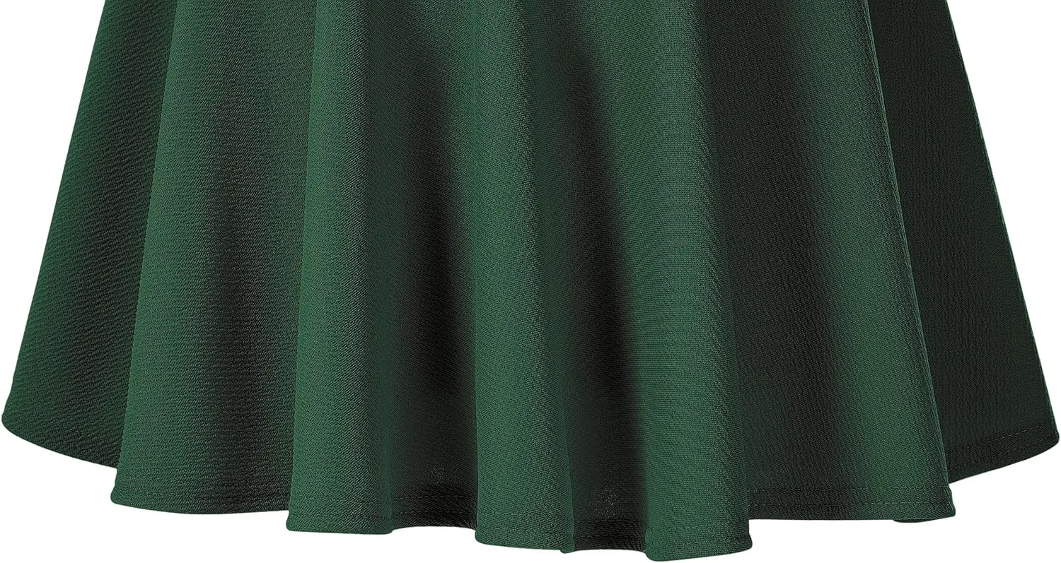 Urban CoCo Women's Basic Midi Skirt Versatile Stretchy Flared Casual High Waisted Skirt