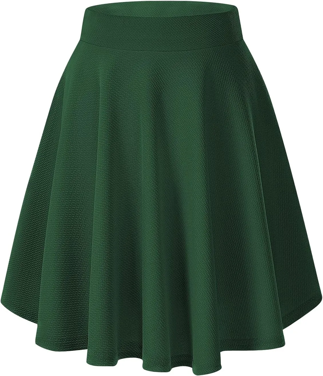 Urban CoCo Women's Basic Midi Skirt Versatile Stretchy Flared Casual High Waisted Skirt