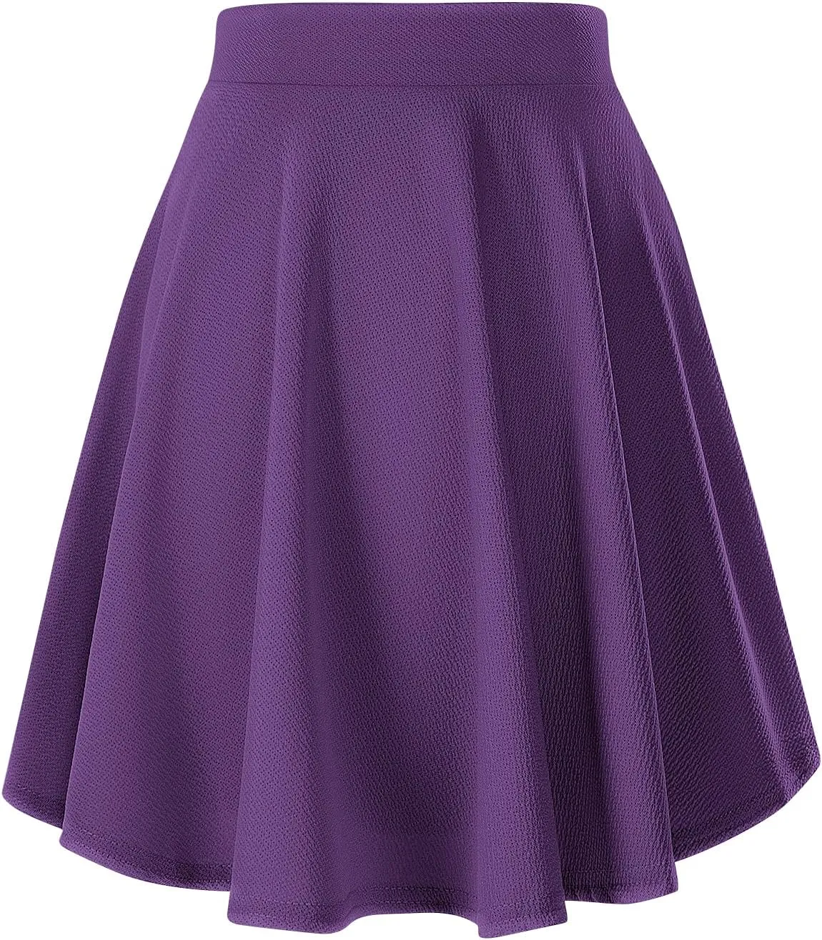 Urban CoCo Women's Basic Midi Skirt Versatile Stretchy Flared Casual High Waisted Skirt