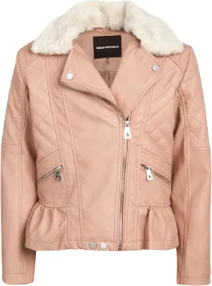 URBAN REPUBLIC Girls' Moto Jacket - Full Zip PU Faux Leather Motorcycle Biker Outerwear Jackets for Girls (Sizes: 4-16)