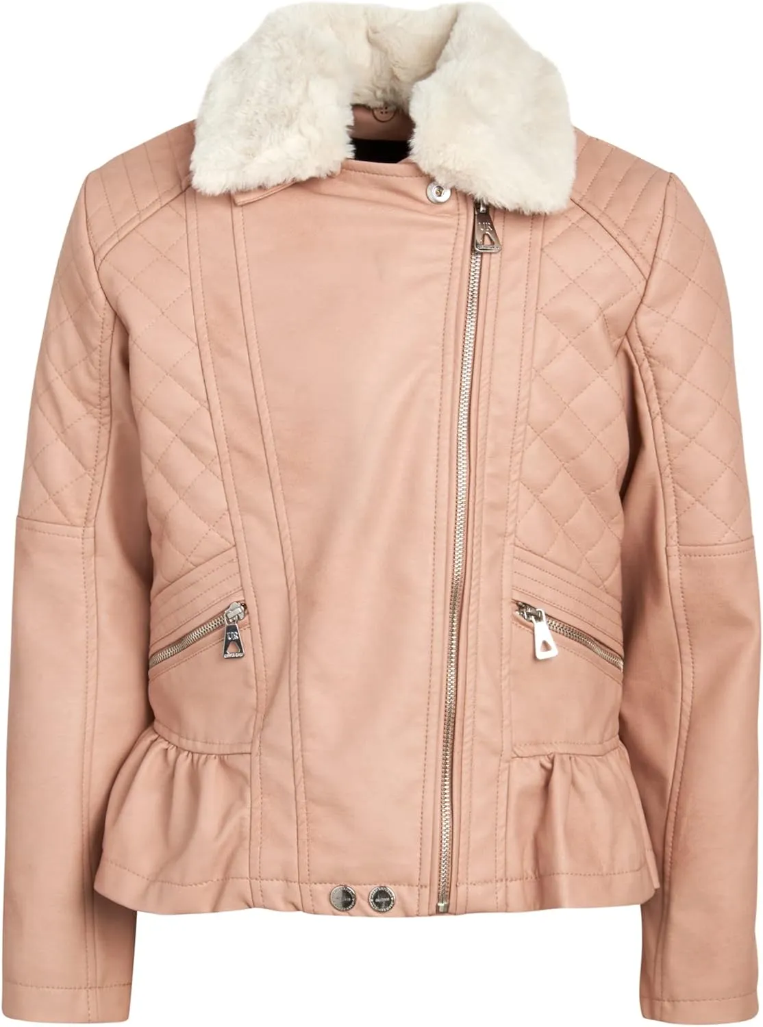 URBAN REPUBLIC Girls' Moto Jacket - Full Zip PU Faux Leather Motorcycle Biker Outerwear Jackets for Girls (Sizes: 4-16)