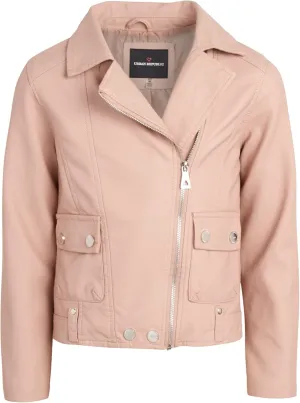 URBAN REPUBLIC Girls' Moto Jacket - Full Zip PU Faux Leather Motorcycle Biker Outerwear Jackets for Girls (Sizes: 4-16)