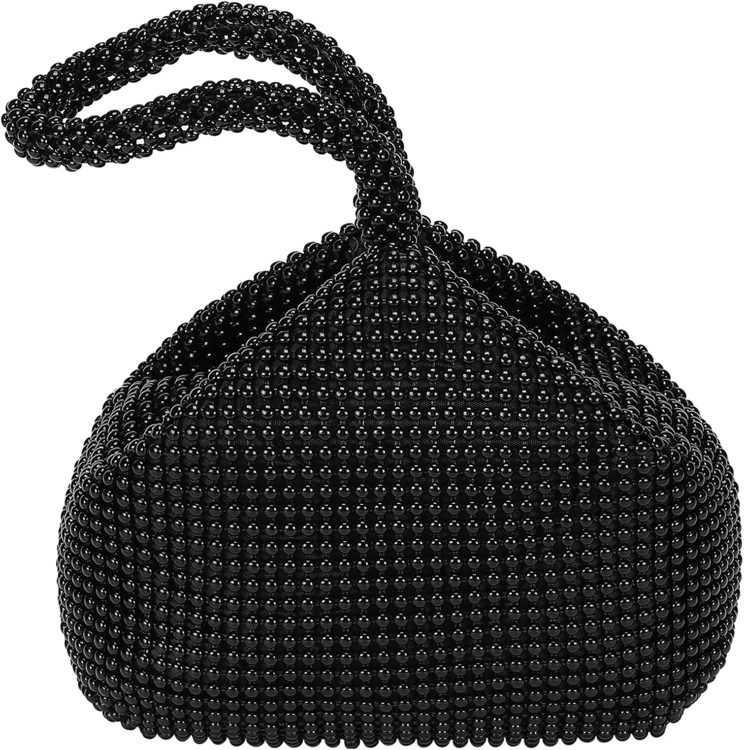 uxcell Women's Evening Bags, Sparkly Beaded 8.66" Mini Clutch Vintage Triangle Small Purse Handbag for 1920s Party Wedding, Black