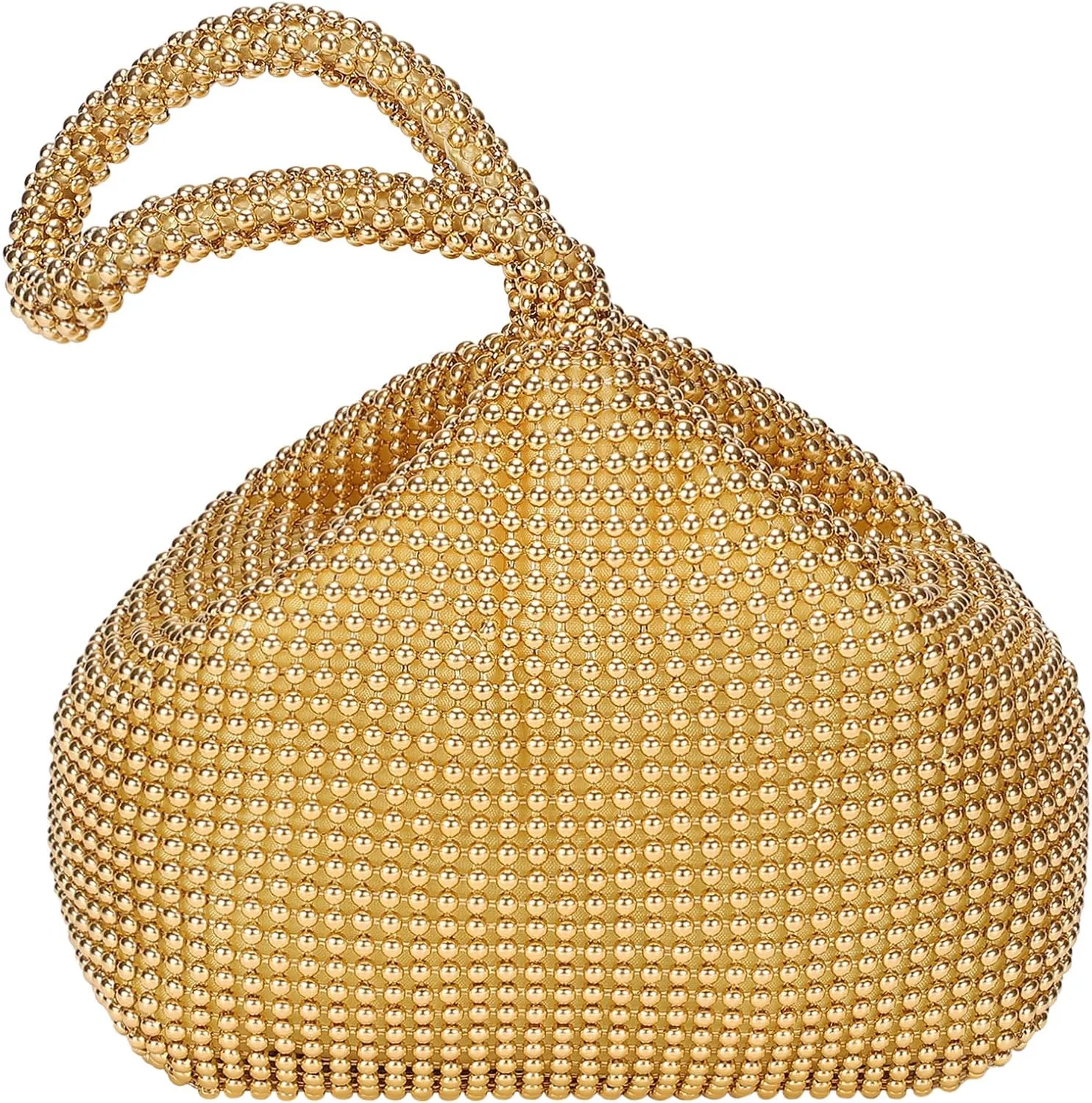 uxcell Women's Evening Bags, Sparkly Beaded 8.66" Mini Clutch Vintage Triangle Small Purse Handbag for 1920s Party Wedding, Gold