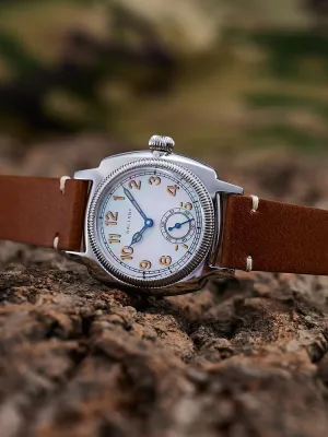 Vintage Mens Dress Watches, 1926s Cushion Leather Watch for Men with 316L Stainless Steel Case