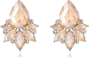 Vintage Rhinestone Earrings Fancy Crystal Cluster Drop Earrings Art Deco Earrings for Women