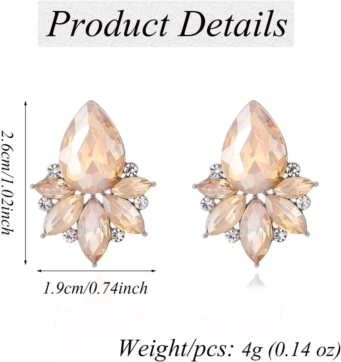 Vintage Rhinestone Earrings Fancy Crystal Cluster Drop Earrings Art Deco Earrings for Women