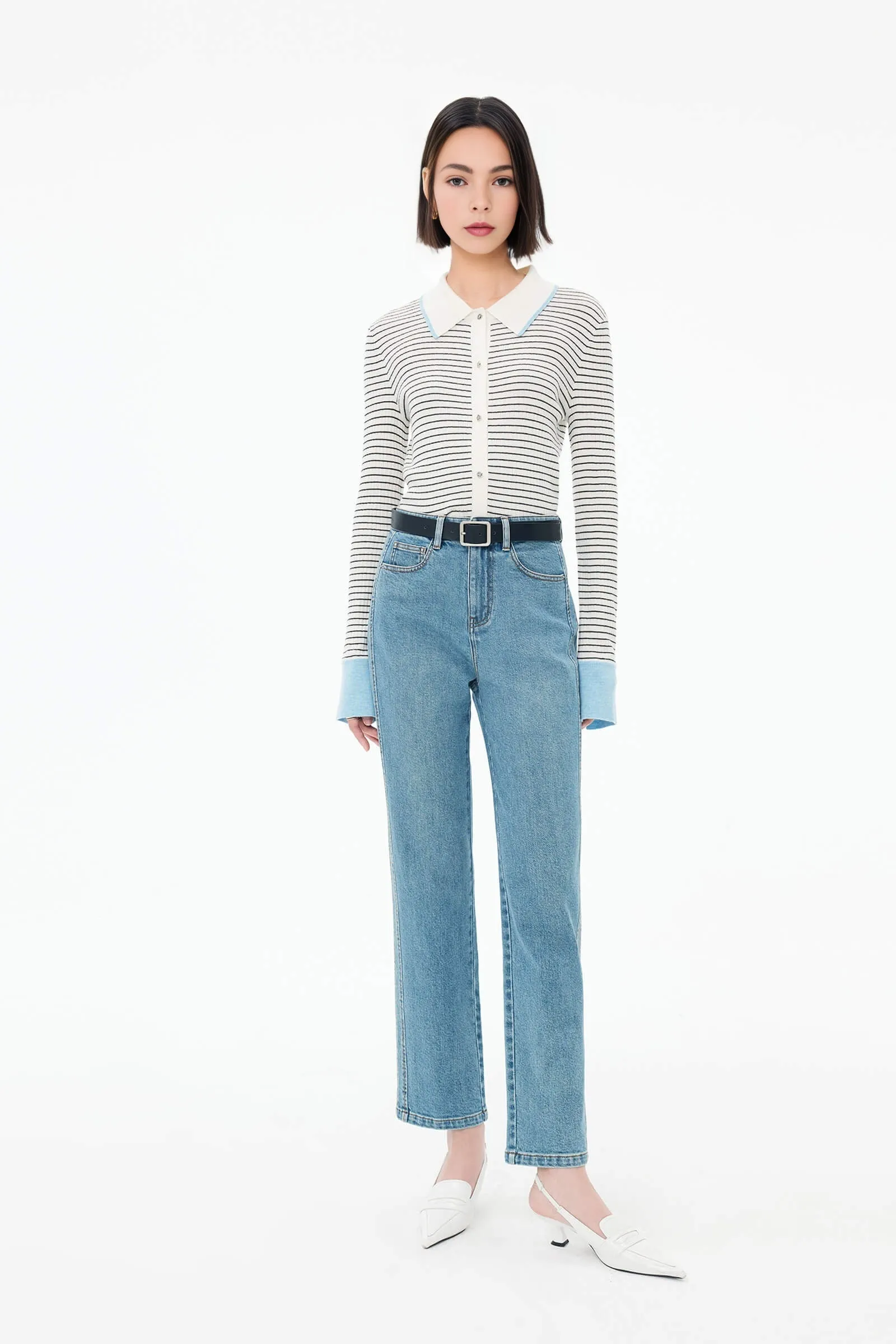 Vintage Straight-Cut Denim Jeans