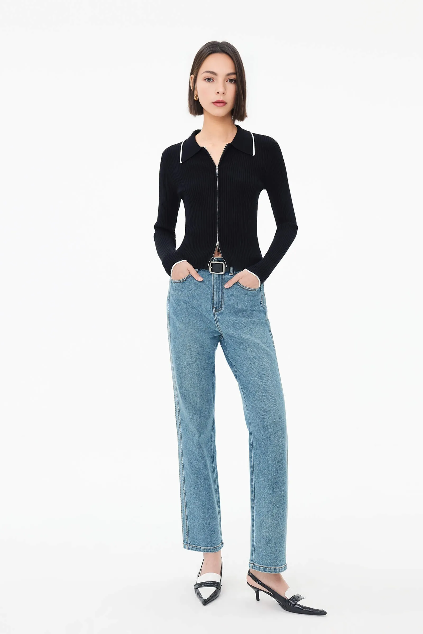 Vintage Straight-Cut Denim Jeans