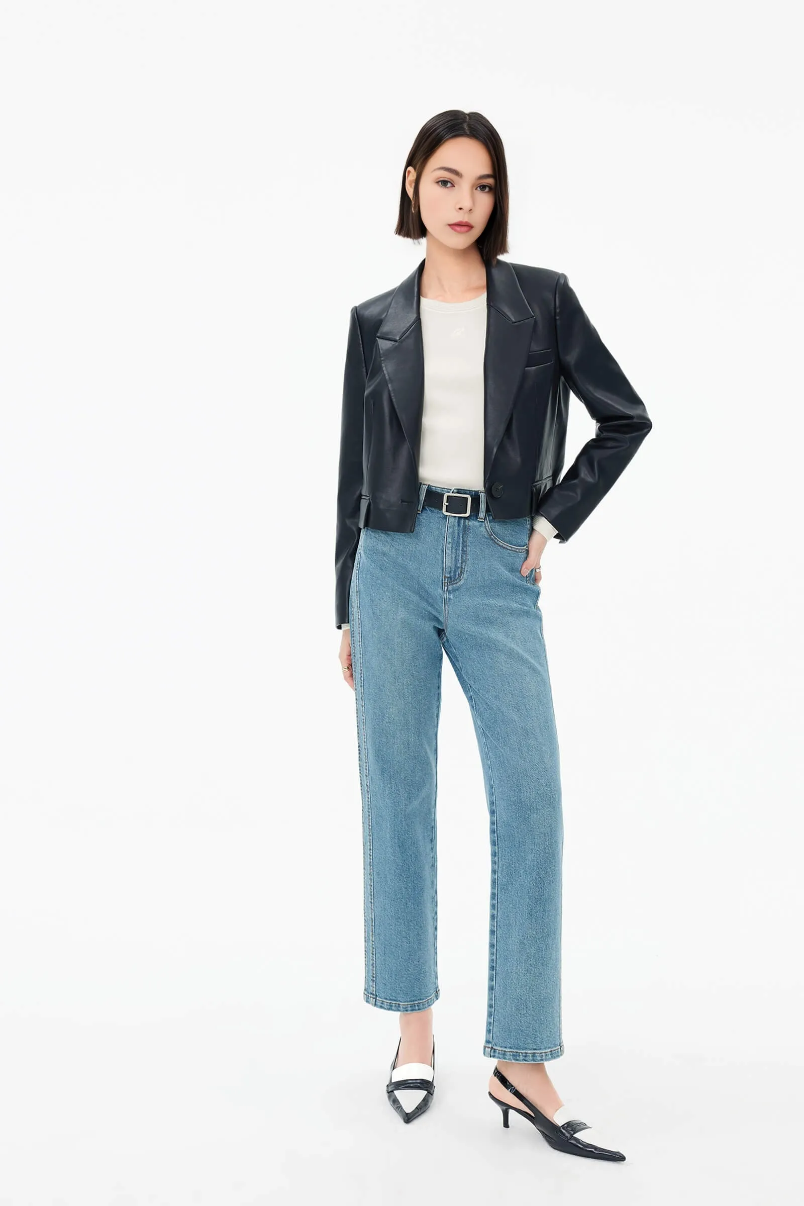 Vintage Straight-Cut Denim Jeans