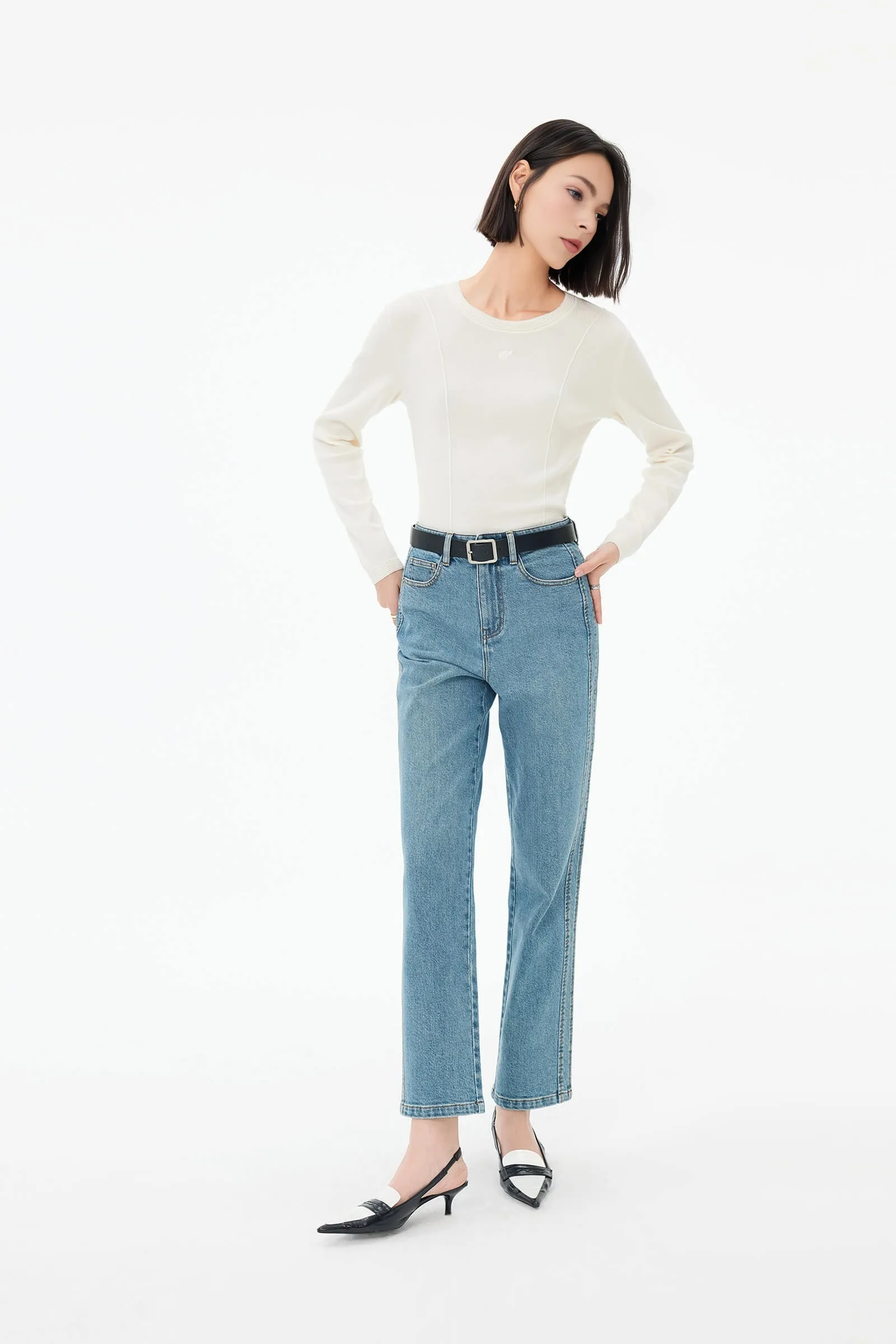 Vintage Straight-Cut Denim Jeans