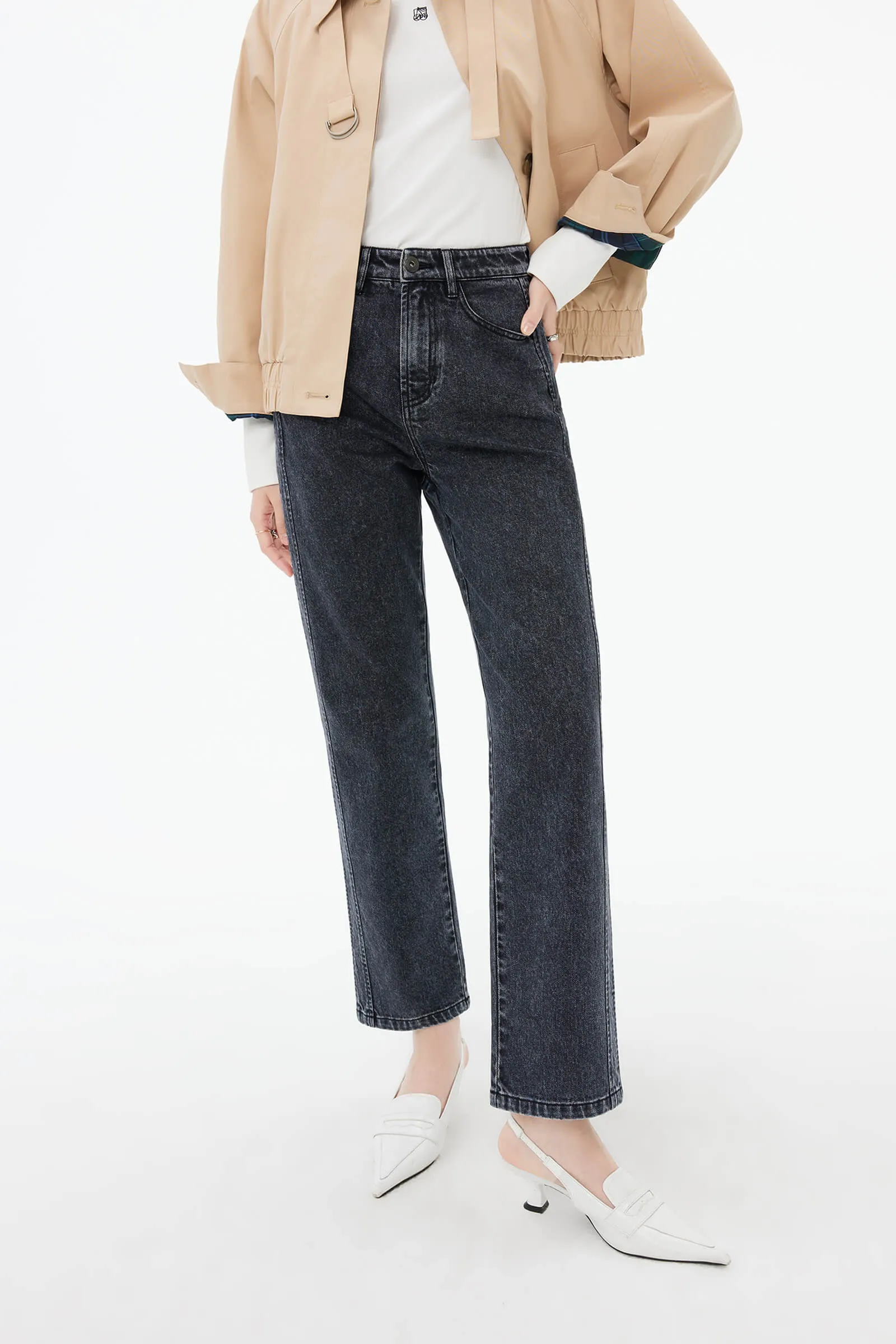 Vintage Straight-Cut Denim Jeans