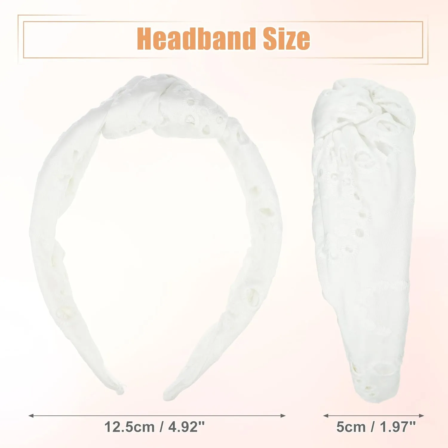 VOCOSTE Floral Pattern Knotted Headband, Classic Casual Style Headband for Women Girl, White, 4.92"x1.97"