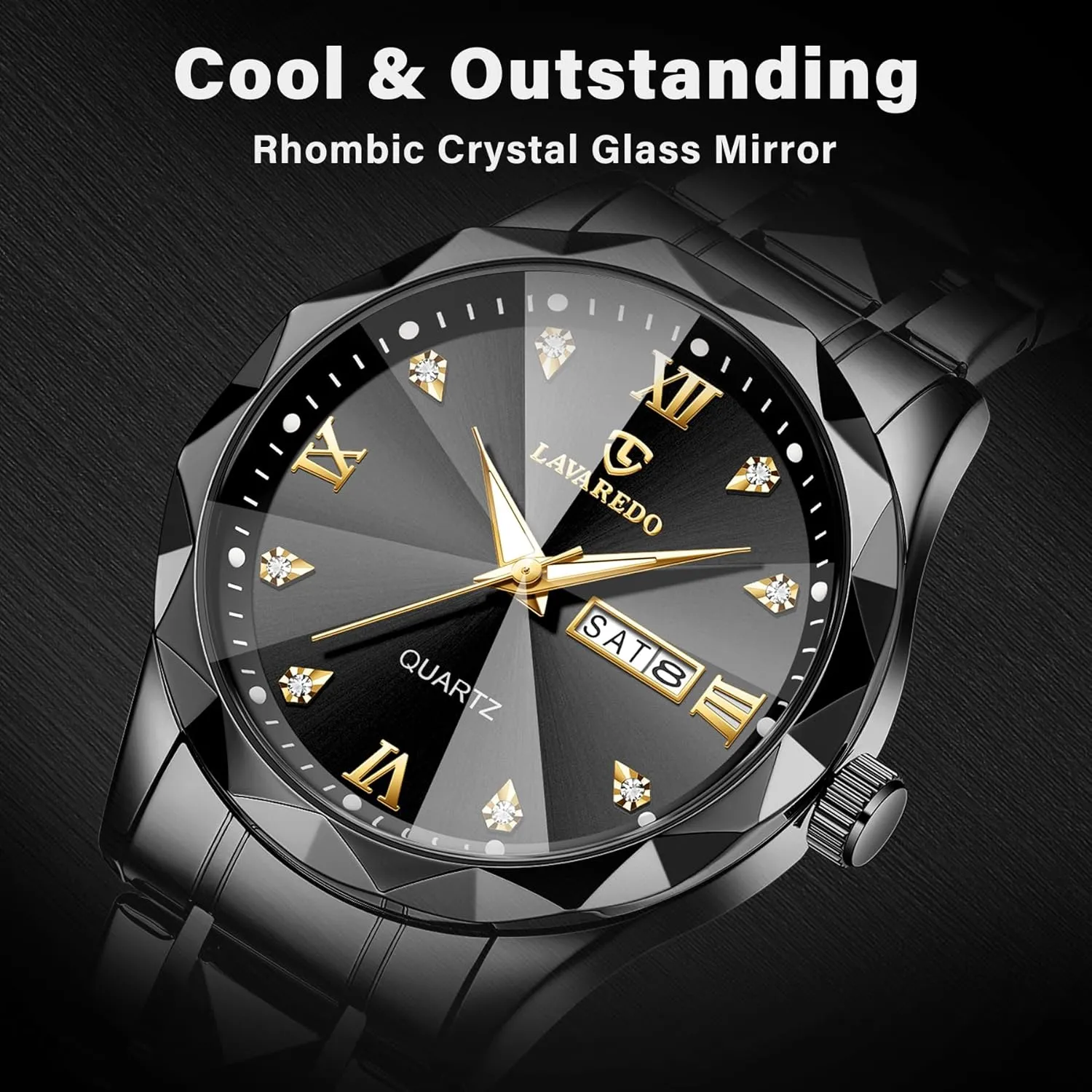 Watches for Men Diamond Business Dress Analog Quartz Mens Watches Stainless Steel Waterproof Luminous Date Two Tone Luxury Casual Wrist Watch Relojes para Hombres