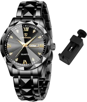 Watches for Men Diamond Business Dress Analog Quartz Mens Watches Stainless Steel Waterproof Luminous Date Two Tone Luxury Casual Wrist Watch Relojes para Hombres