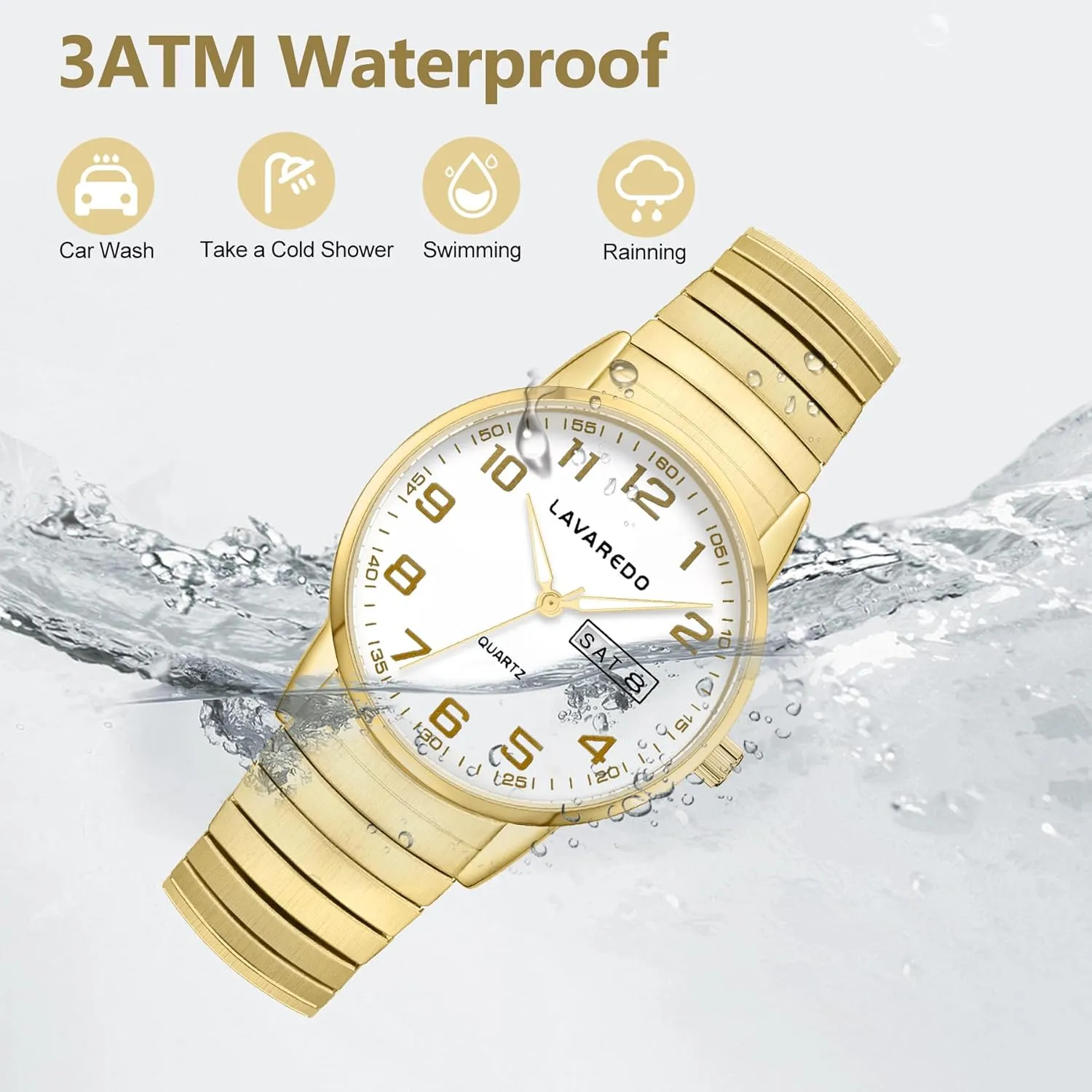 Watches for Men with Easy to Read Dial, Waterproof Analog Watch, Elegant Men's Watch - Stainless Steel Expansion Band, Stylish Christmas & Birthday Gifts for Men