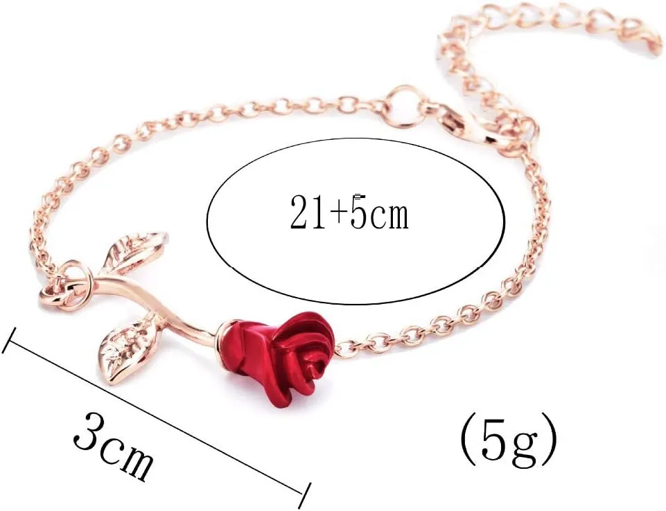 WLL Rose Flower Anklets Bracelets For Women Beach Anklets Foot Chain for Holiday Jewelry