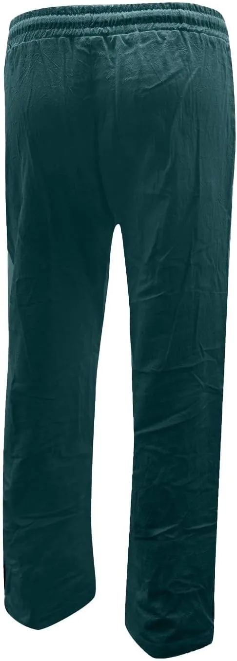Women Linen Summer Trendy Pants High Waist Baggy Stretchy Slim-Fit Trousers Travel
