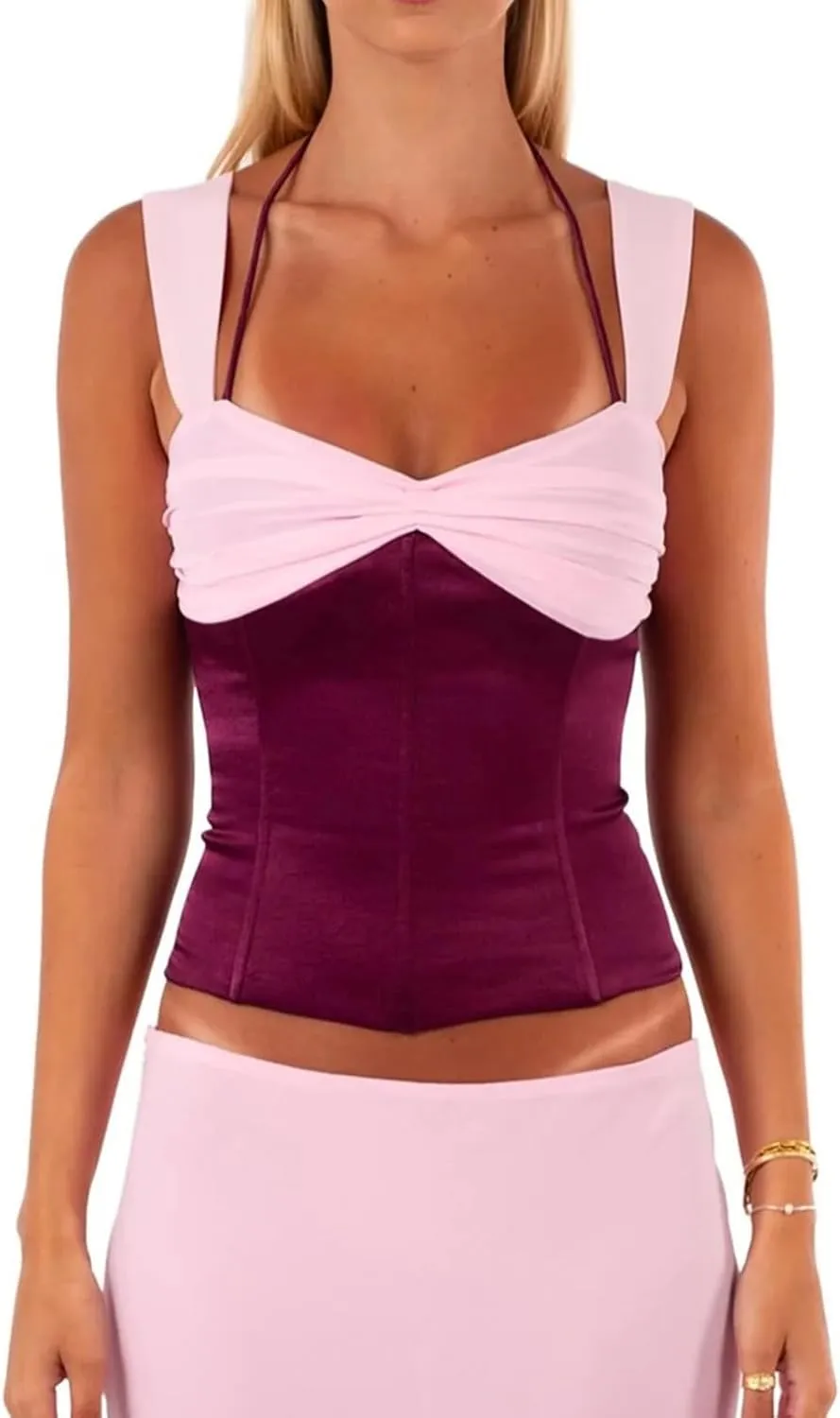 Women Y2k Corset Tank Top Sexy Sleeveless Sweetheart Neck Fitted Crop Camisole Bustier Summer Silk Satin Vest Shirts