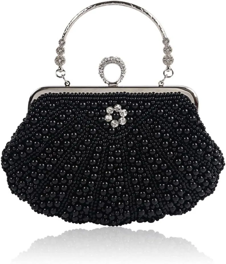 Women's 1920S Pearl Beaded Party Wedding Clutch Bag Evening Bag Handbag
