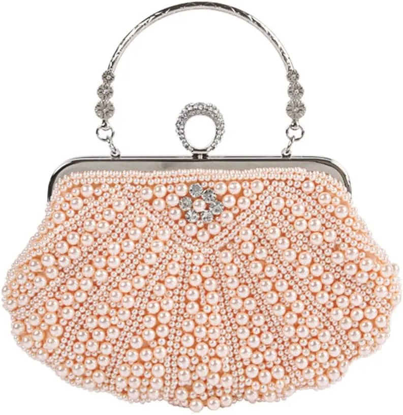 Women's 1920S Pearl Beaded Party Wedding Clutch Bag Evening Bag Handbag