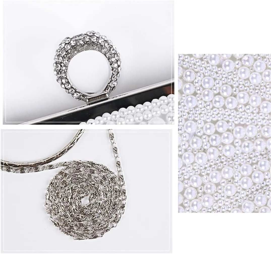 Women's 1920S Pearl Beaded Party Wedding Clutch Bag Evening Bag Handbag