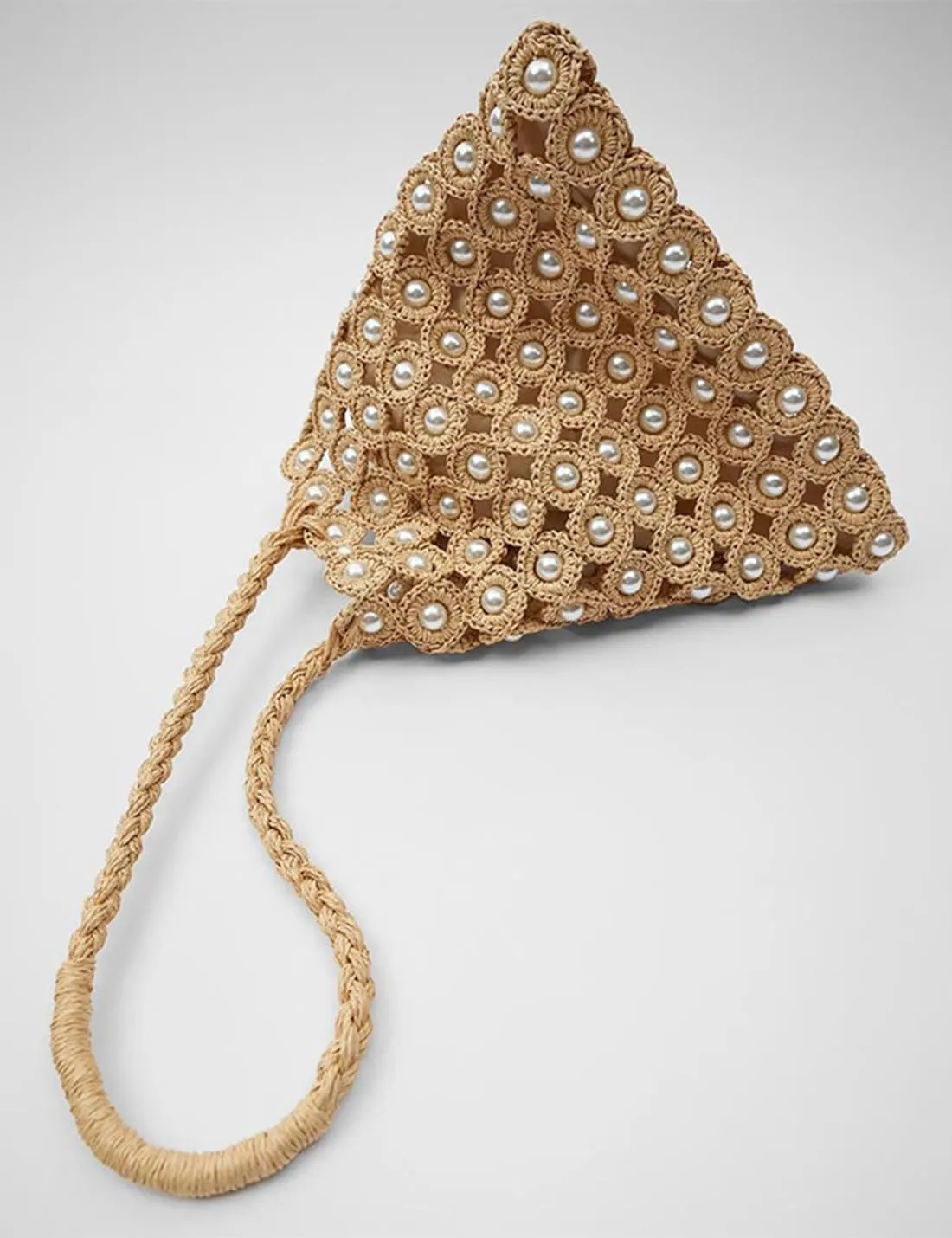 Women's Beaded Pearl Clutch Bag Chain Shoulder Bag Bucket Top-Handle Crossbody Purse Evening Handbag