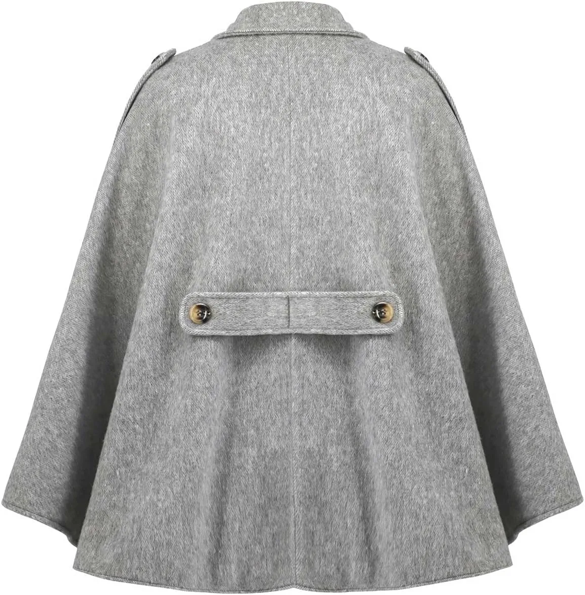 Women's Chic Loose Double Breasted Wool Poncho Cape Cloak Cardigans Pea Coat with Belt