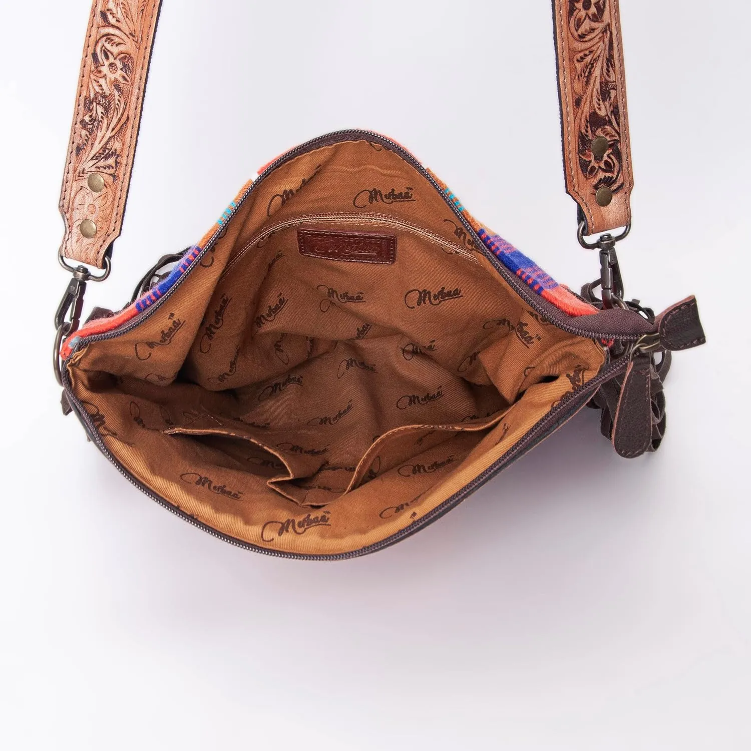 Women??s Cowhide Leather Crossbody Bag ?C Western Style Purse with Tooled Leather Accents and Adjustable Strap
