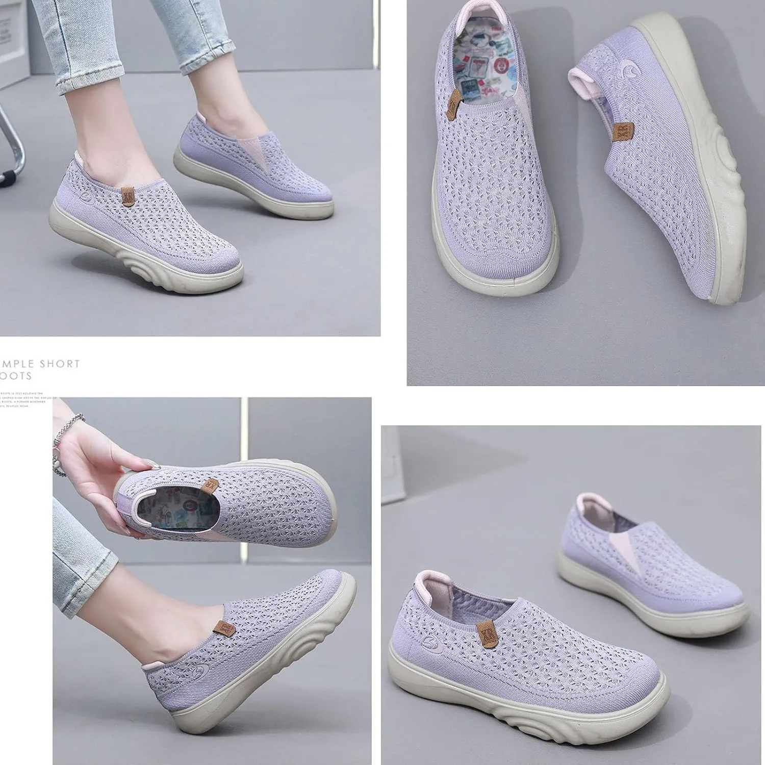 Women's Fabric Loafer Extra Wide Shoes Women Breathable Walking Shoe Nursing Shoes Women Comfortable Home Shoes Slip On Lightweight Breathable Woven Fabric with Soft Soles