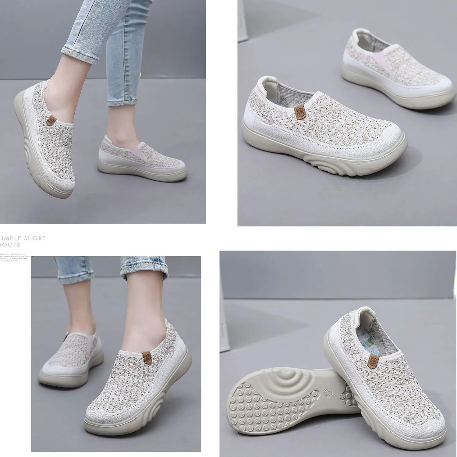 Women's Fabric Loafer Extra Wide Shoes Women Breathable Walking Shoe Nursing Shoes Women Comfortable Home Shoes Slip On Lightweight Breathable Woven Fabric with Soft Soles