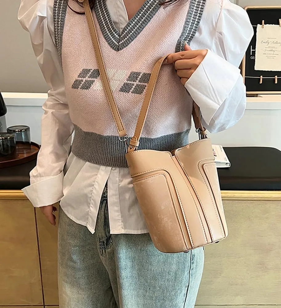 Womens Fashion Shoulder Crossbody Bag Vegan leather Tote Bucket Purse Small Handbags Satchel 2pcs 2024