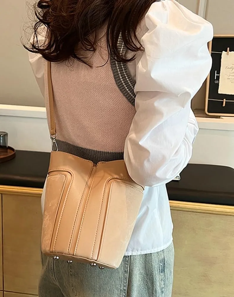Womens Fashion Shoulder Crossbody Bag Vegan leather Tote Bucket Purse Small Handbags Satchel 2pcs 2024