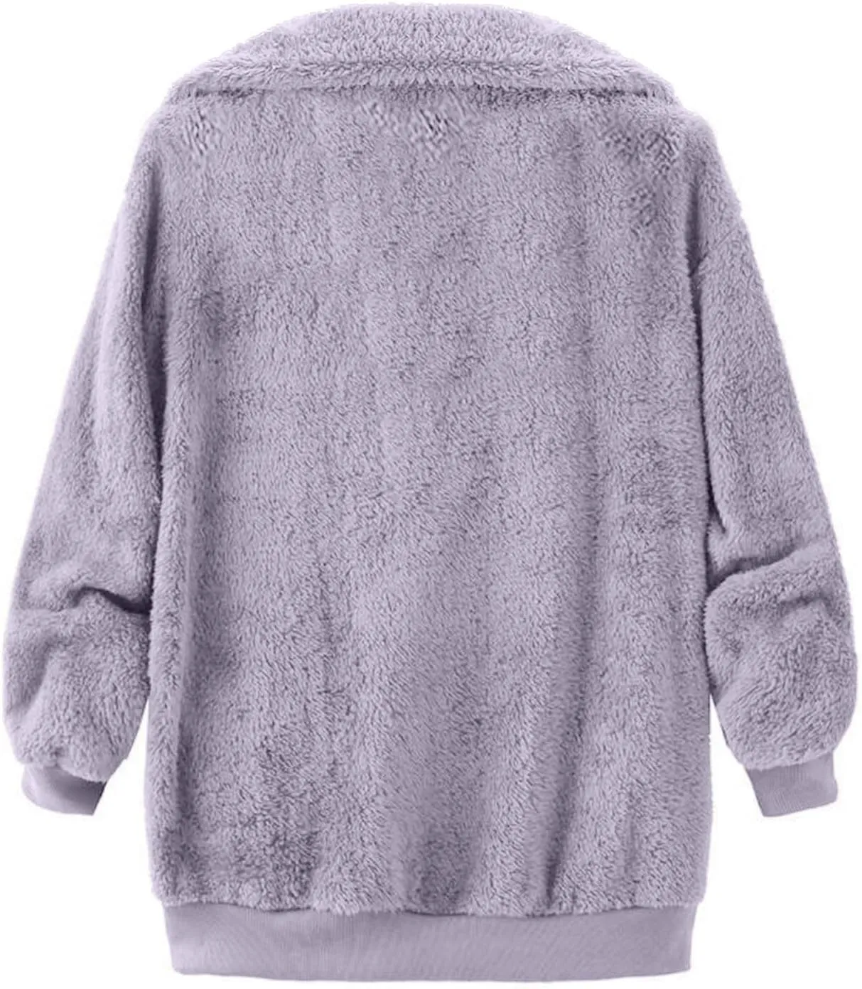 Womens Fuzzy Fleece Open Front Cardigan Jacket Oversized Long Sleeve Lapel Sherpa Warm Teddy Coat With Pockets